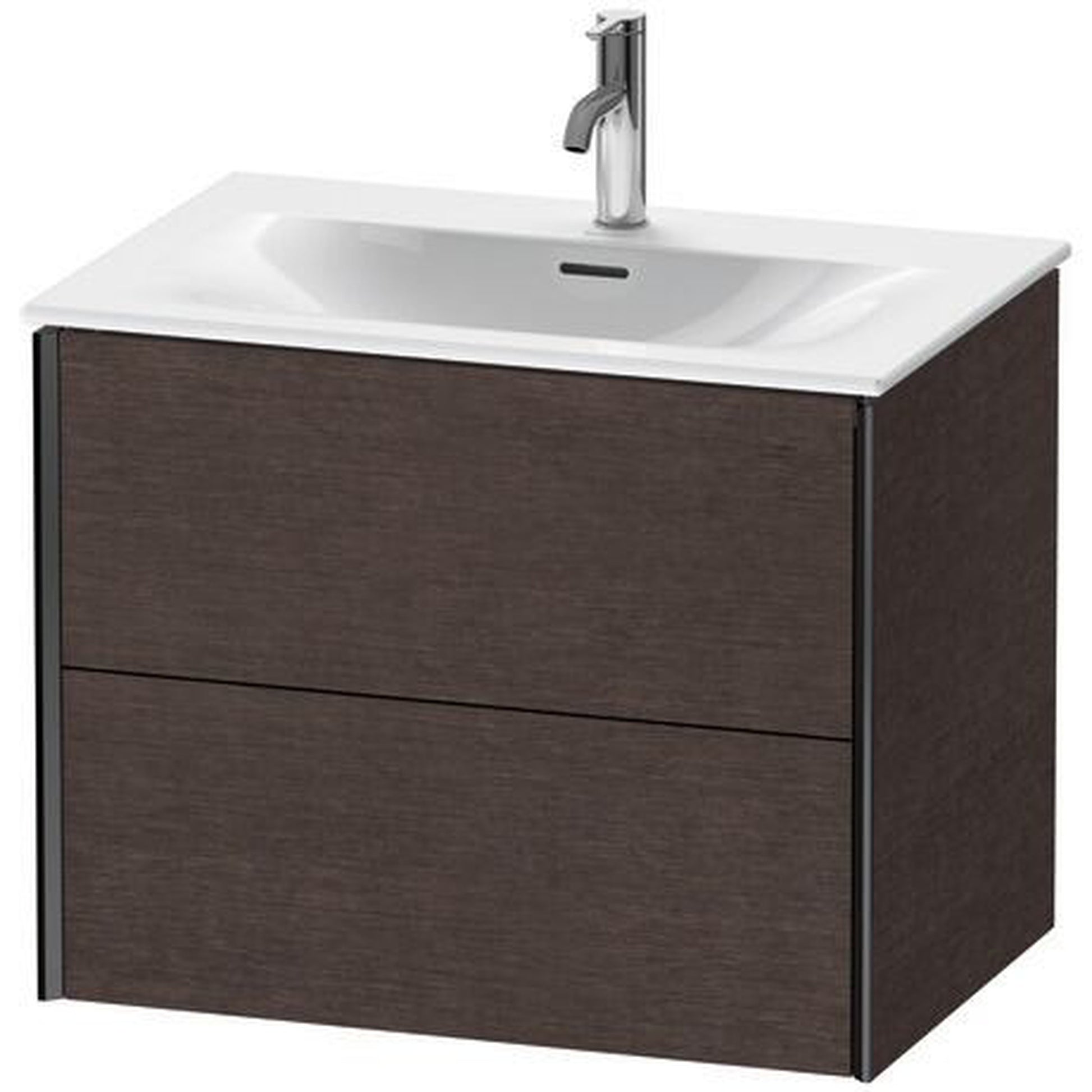 Duravit Xviu 28" x 22" x 19" Two Drawer Wall-Mount Vanity Unit, Brushed Dark Oak Real Wood Veneer (XV41330B272)