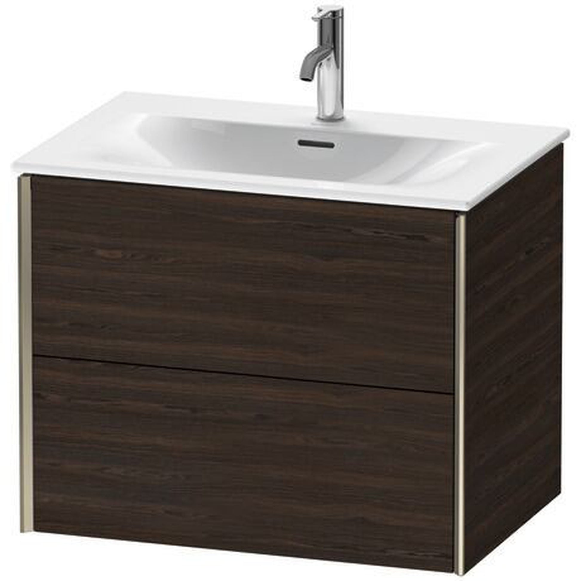 Duravit Xviu 28" x 22" x 19" Two Drawer Wall-Mount Vanity Unit, Brushed Walnut Real Wood Veneer (XV41330B169)