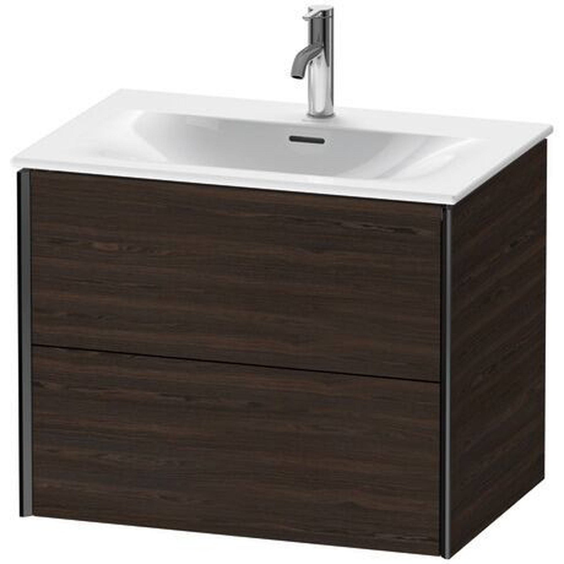 Duravit Xviu 28" x 22" x 19" Two Drawer Wall-Mount Vanity Unit, Brushed Walnut Real Wood Veneer (XV41330B269)