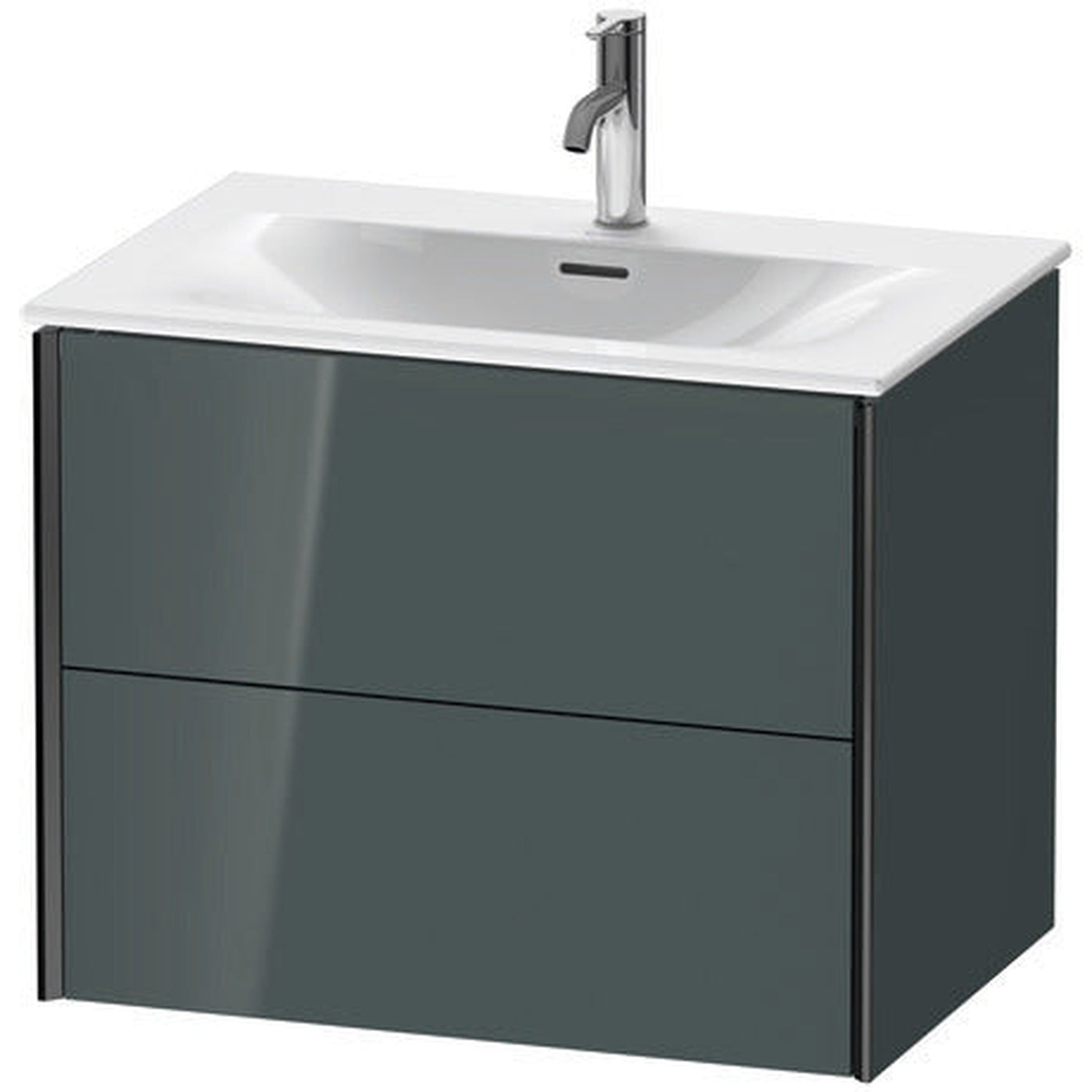 Duravit Xviu 28" x 22" x 19" Two Drawer Wall-Mount Vanity Unit, Dolomiti Grey High Gloss Lacquer (XV41330B238)