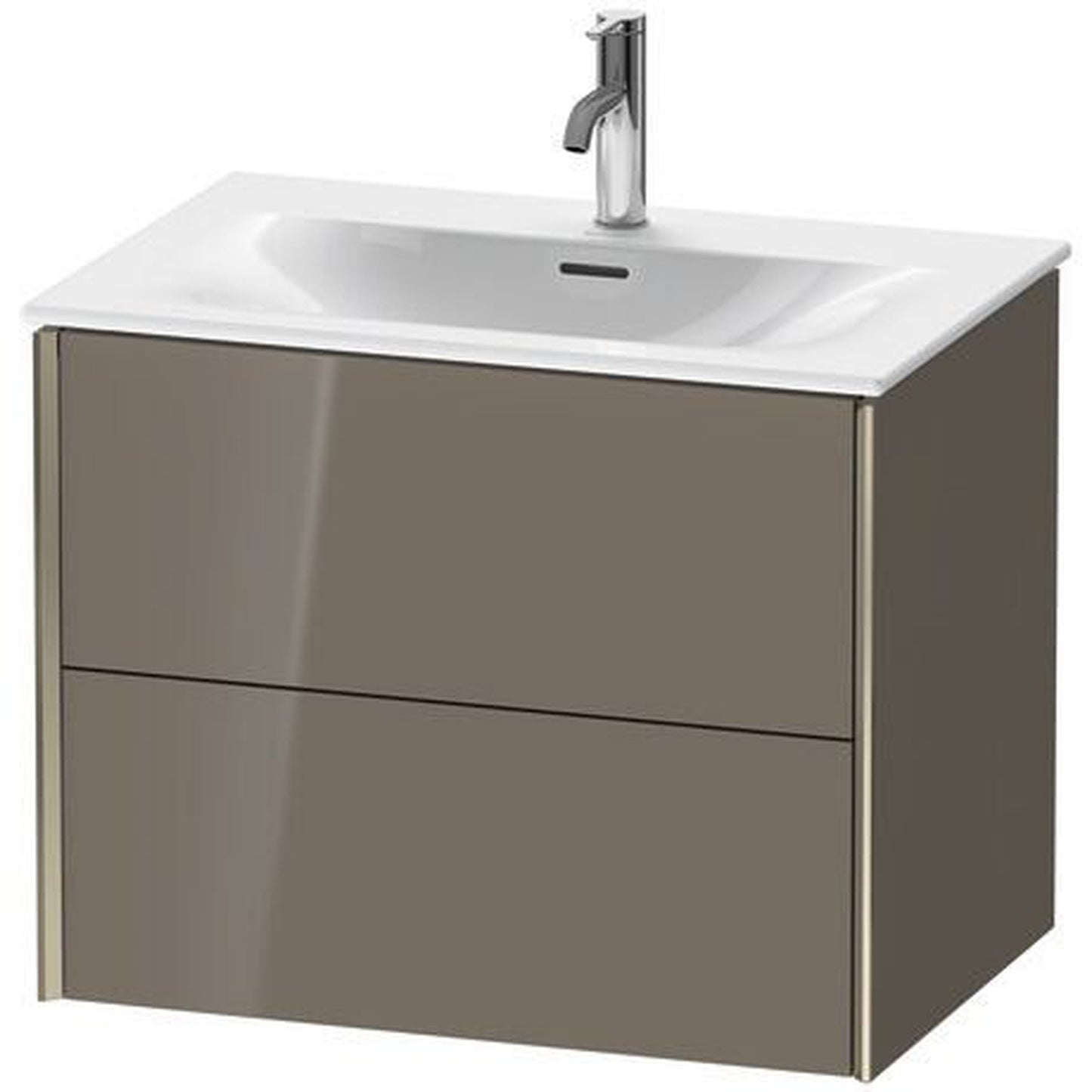 Duravit Xviu 28" x 22" x 19" Two Drawer Wall-Mount Vanity Unit, Flannel Grey High Gloss Lacquer (XV41330B189)