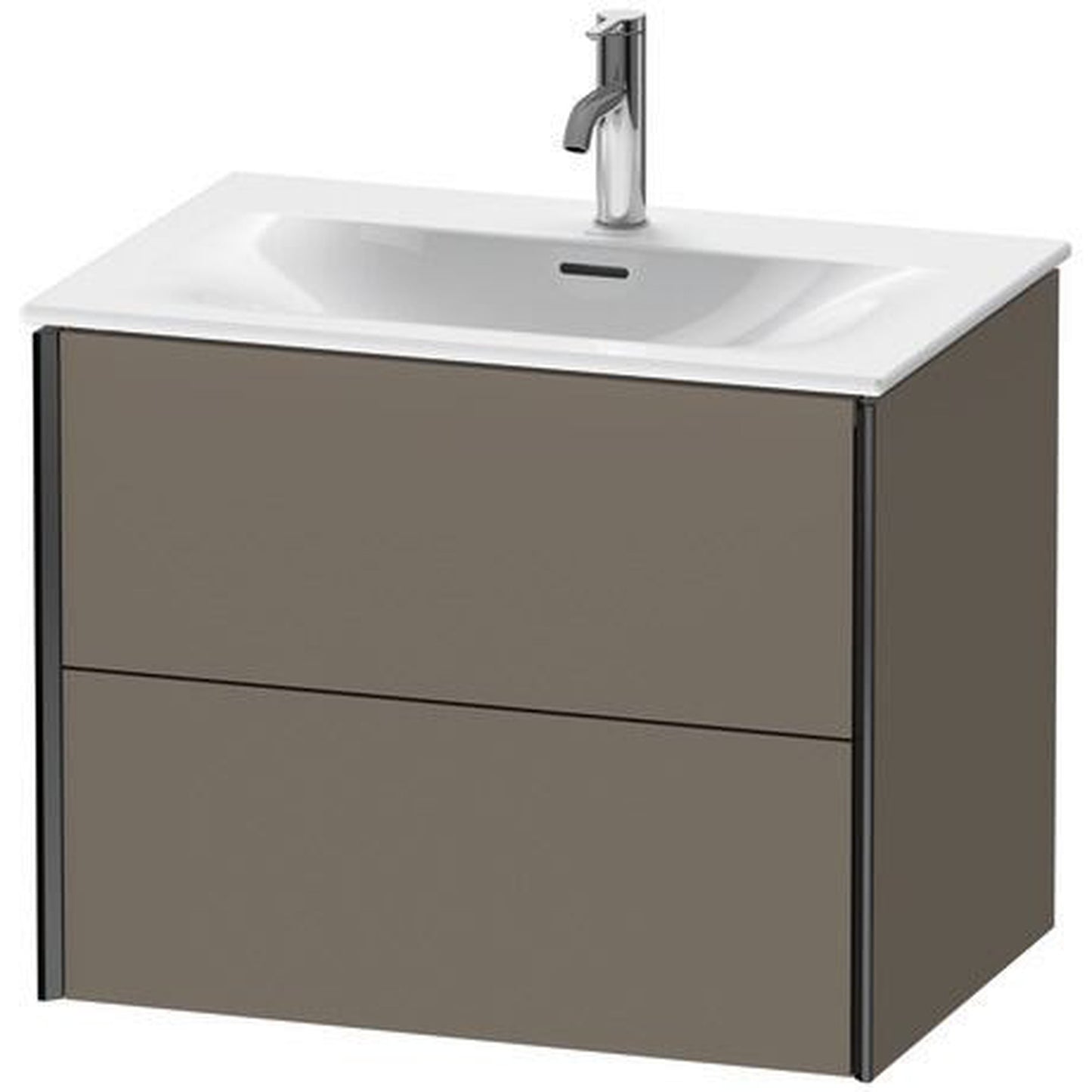 Duravit Xviu 28" x 22" x 19" Two Drawer Wall-Mount Vanity Unit, Flannel Grey Satin Matt Lacquer (XV41330B290)