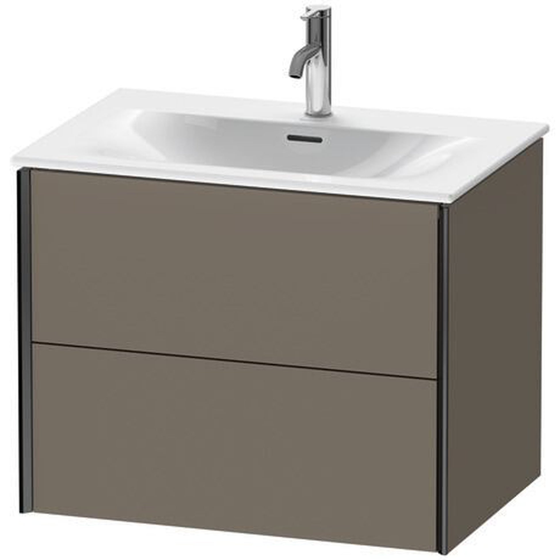 Duravit Xviu 28" x 22" x 19" Two Drawer Wall-Mount Vanity Unit, Flannel Grey Satin Matt Lacquer (XV41330B290)