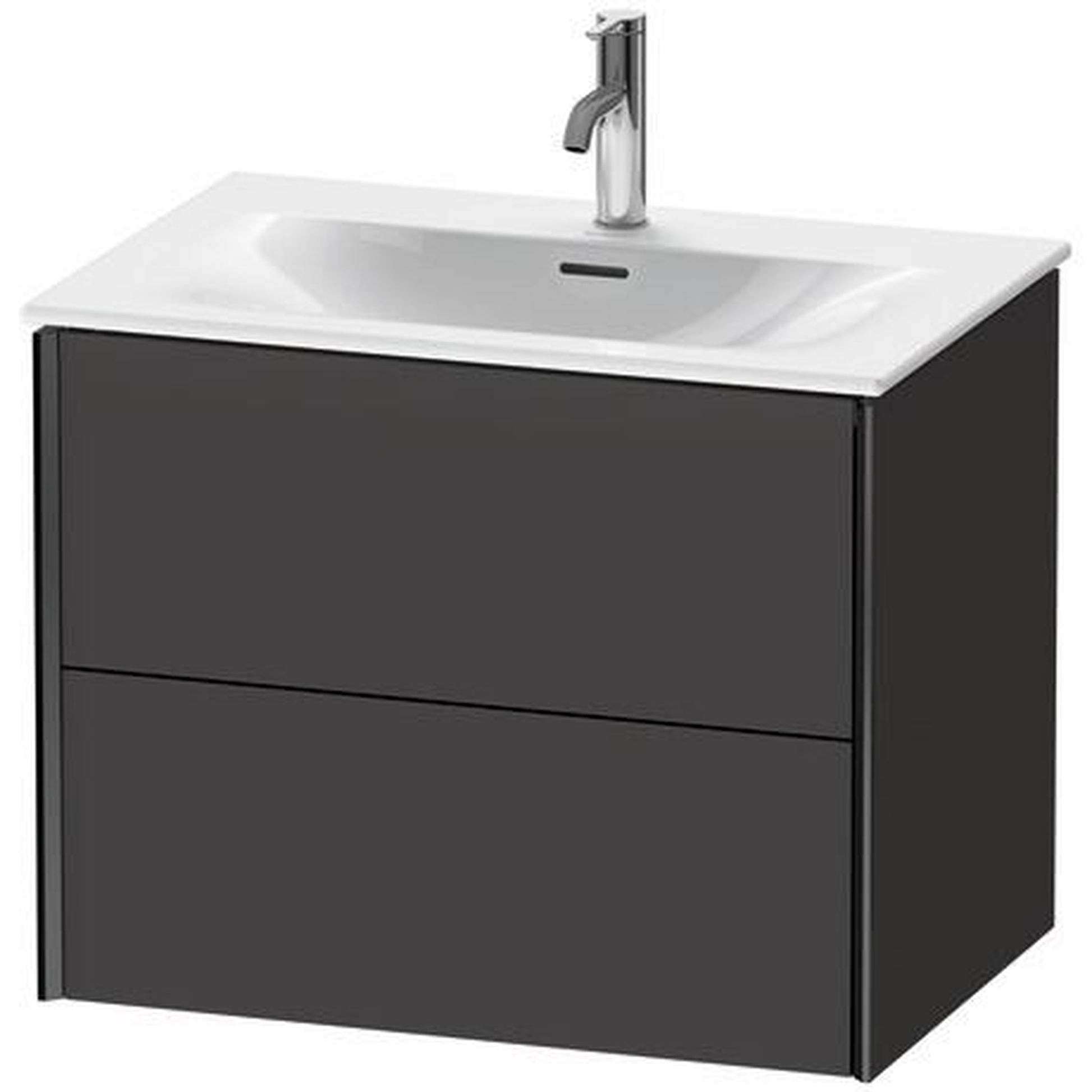 Duravit Xviu 28" x 22" x 19" Two Drawer Wall-Mount Vanity Unit, Graphite Super Matt (XV41330B280)