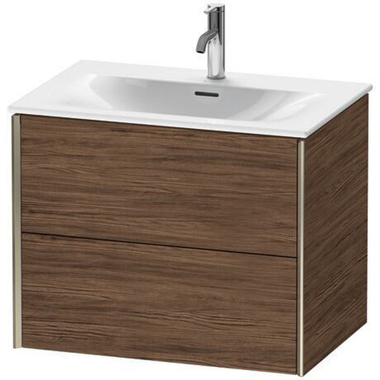 Duravit Xviu 28" x 22" x 19" Two Drawer Wall-Mount Vanity Unit, Walnut Dark (XV41330B121)