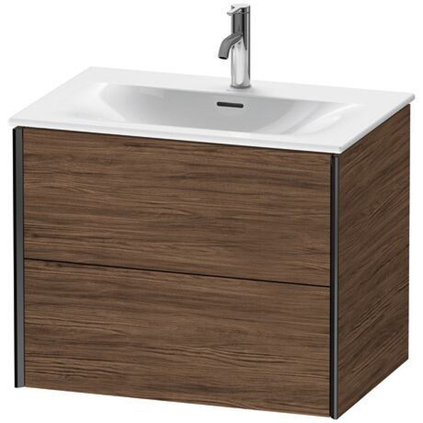 Duravit Xviu 28" x 22" x 19" Two Drawer Wall-Mount Vanity Unit, Walnut Dark (XV41330B221)