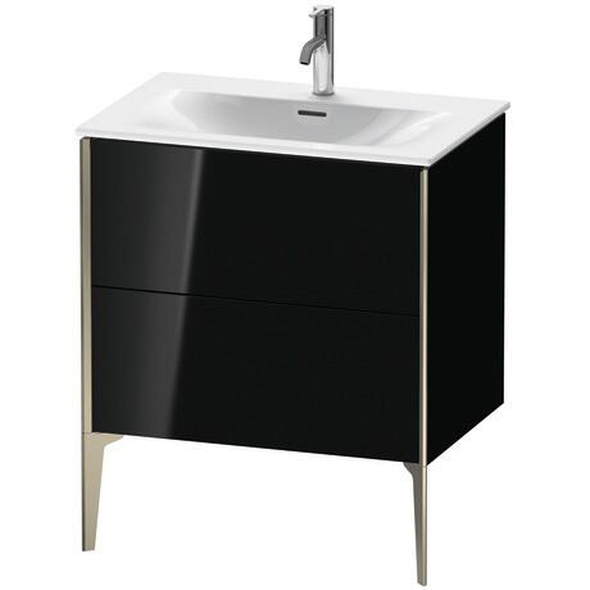 Duravit Xviu 28" x 23" x 19" One Drawer Floorstanding Vanity Unit, Black High Gloss Lacquer (XV43010B140)