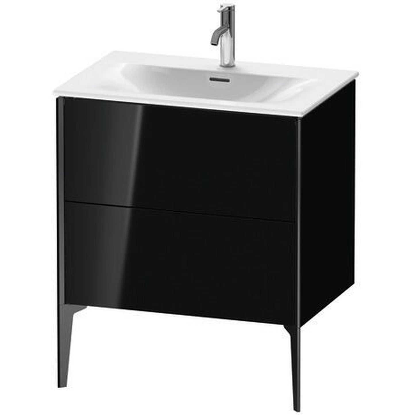 Duravit Xviu 28" x 23" x 19" One Drawer Floorstanding Vanity Unit, Black High Gloss Lacquer (XV43010B240)