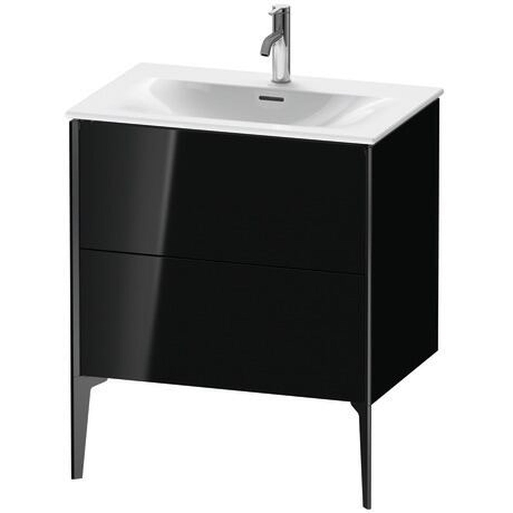 Duravit Xviu 28" x 23" x 19" One Drawer Floorstanding Vanity Unit, Black High Gloss Lacquer (XV43010B240)