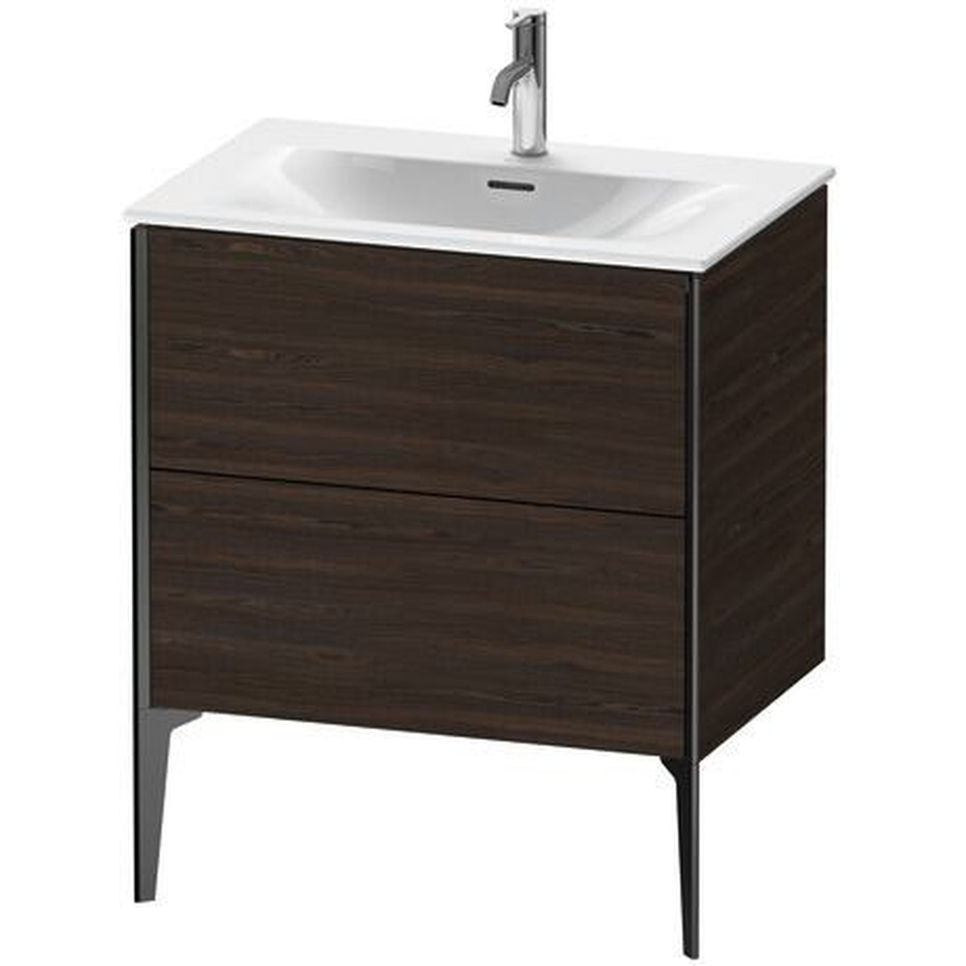 Duravit Xviu 28" x 23" x 19" One Drawer Floorstanding Vanity Unit, Brushed Walnut Real Wood Veneer (XV43010B269)