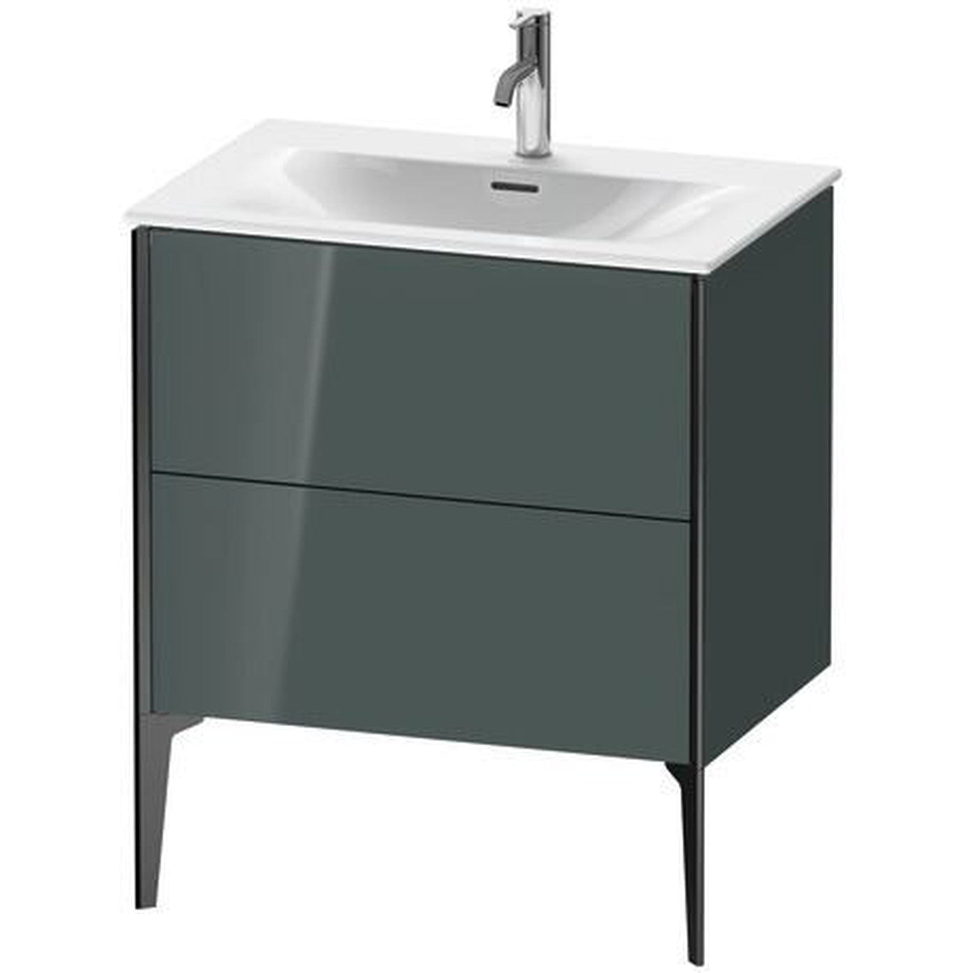 Duravit Xviu 28" x 23" x 19" One Drawer Floorstanding Vanity Unit, Dolomiti Grey High Gloss Lacquer (XV43010B238)