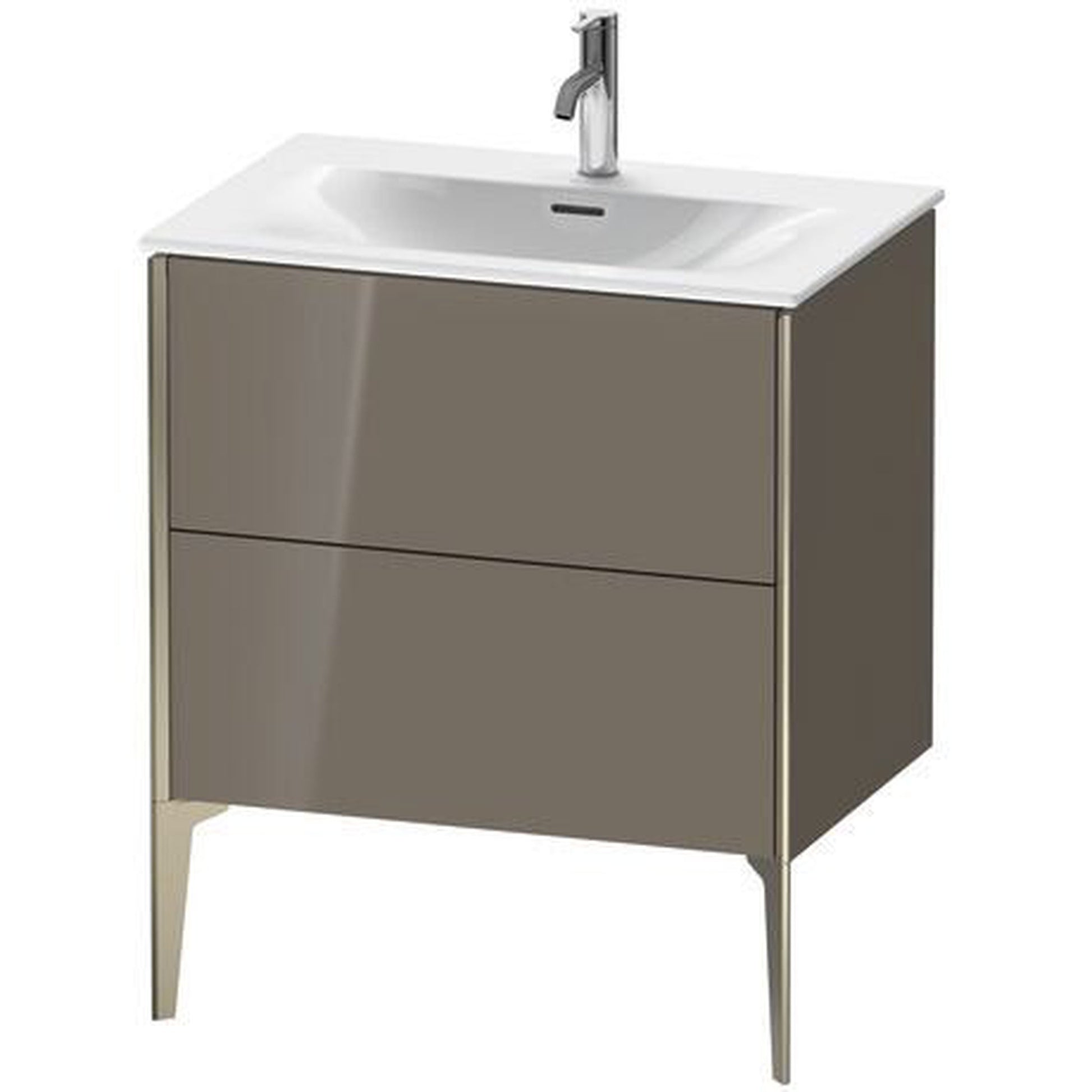 Duravit Xviu 28" x 23" x 19" One Drawer Floorstanding Vanity Unit, Flannel Grey High Gloss Lacquer (XV43010B189)