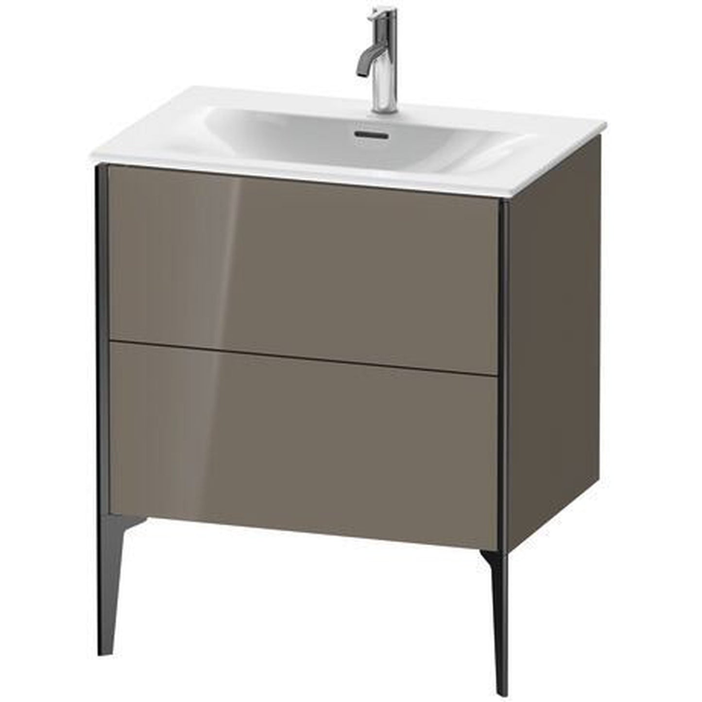 Duravit Xviu 28" x 23" x 19" One Drawer Floorstanding Vanity Unit, Flannel Grey High Gloss Lacquer (XV43010B289)