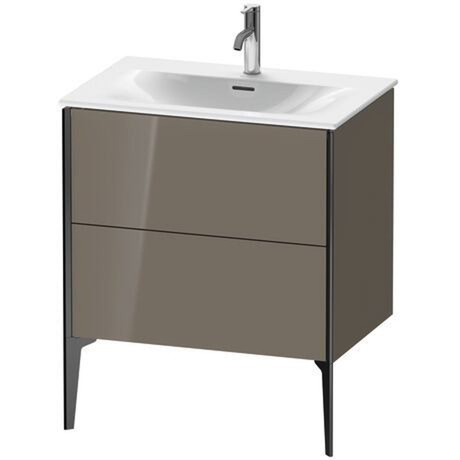 Duravit Xviu 28" x 23" x 19" One Drawer Floorstanding Vanity Unit, Flannel Grey High Gloss Lacquer (XV43010B289)