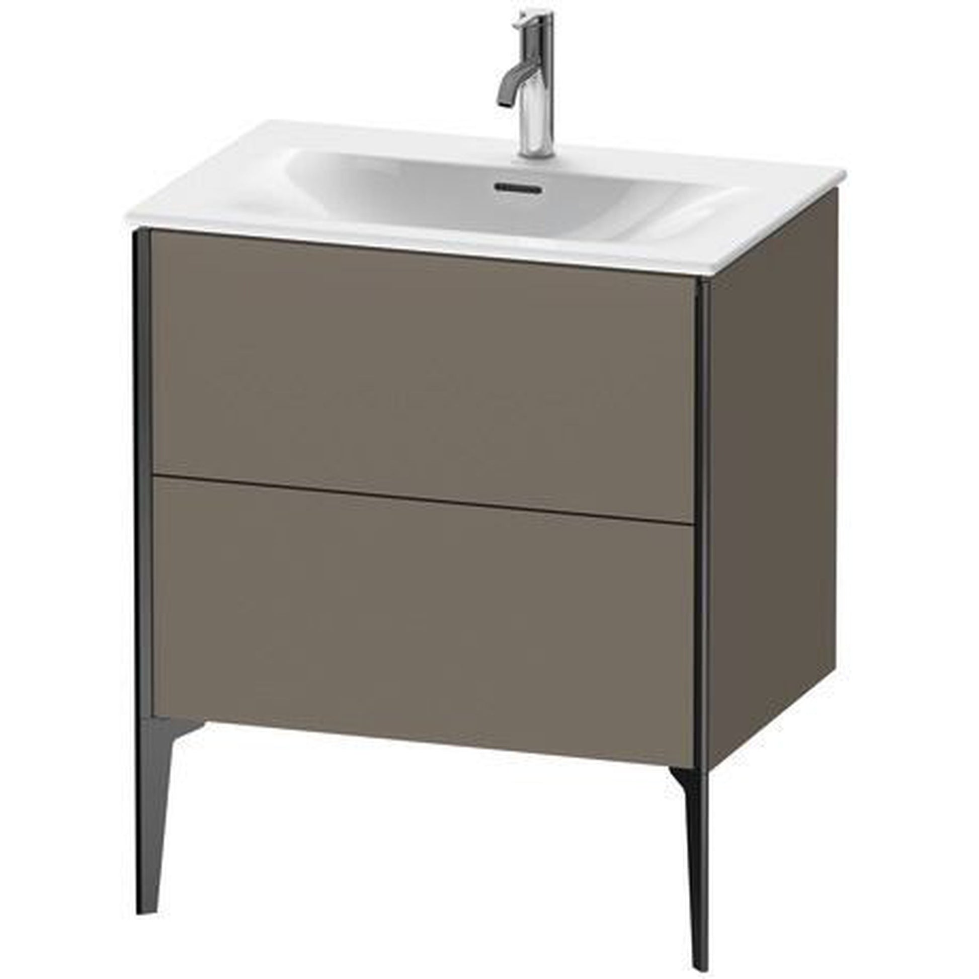 Duravit Xviu 28" x 23" x 19" One Drawer Floorstanding Vanity Unit, Flannel Grey Satin Matt Lacquer (XV43010B290)