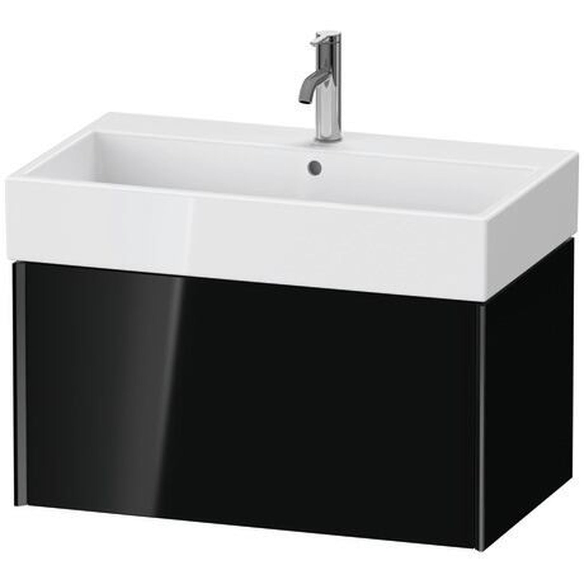 Duravit Xviu 31" x 16" x 18" One Drawer Wall-Mount Vanity Unit, Black High Gloss Lacquer (XV42360B240)
