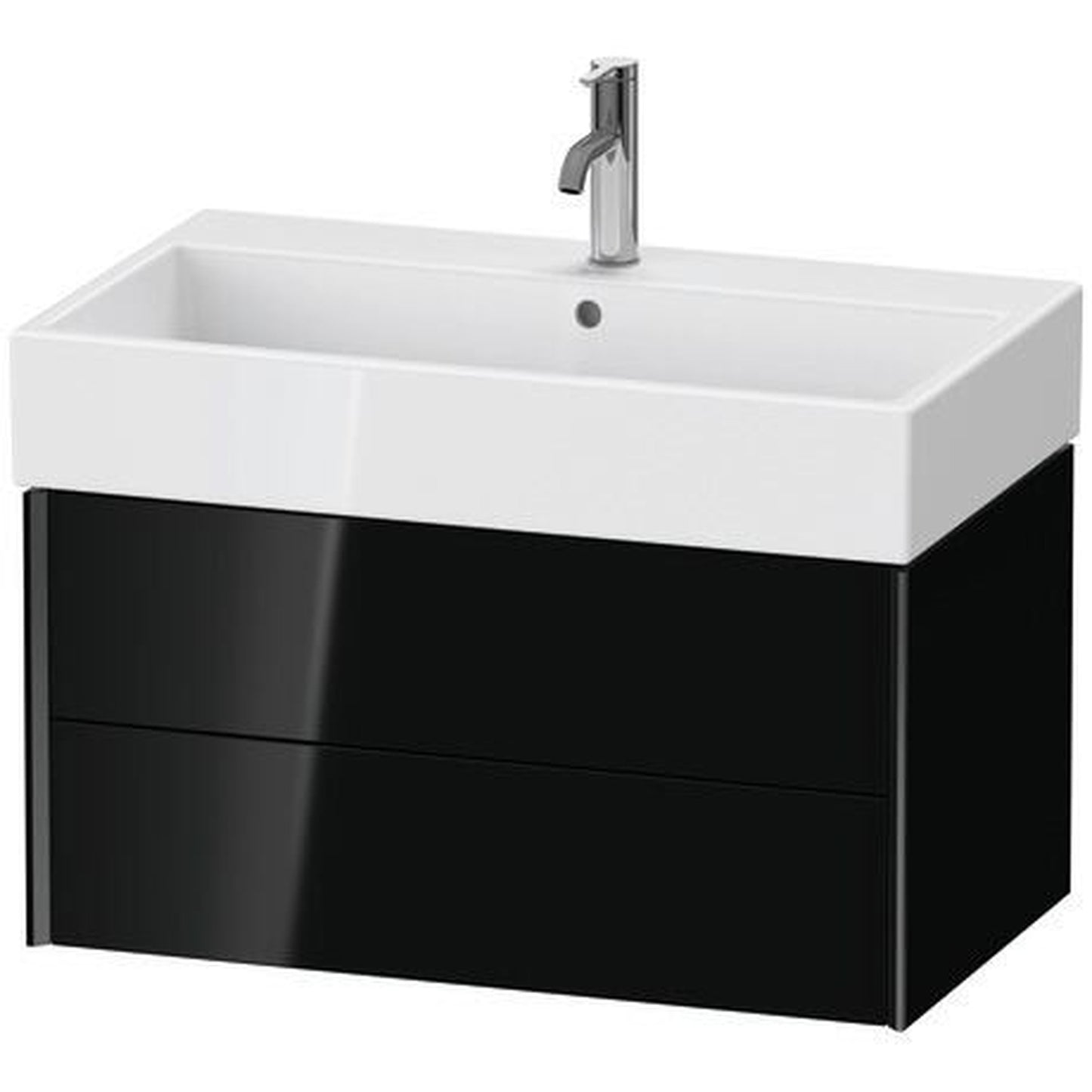 Duravit Xviu 31" x 16" x 18" Two Drawer Wall-Mount Vanity Unit, Black High Gloss Lacquer (XV43360B240)