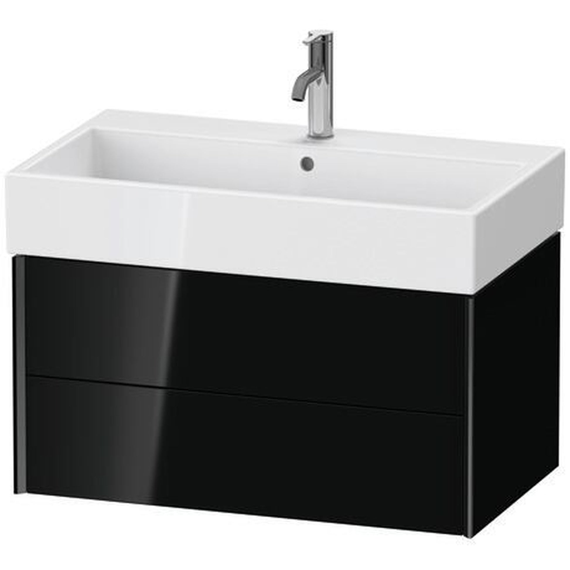 Duravit Xviu 31" x 16" x 18" Two Drawer Wall-Mount Vanity Unit, Black High Gloss Lacquer (XV43360B240)