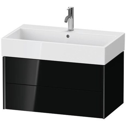 Duravit Xviu 31" x 16" x 18" Two Drawer Wall-Mount Vanity Unit, Black High Gloss Lacquer (XV43360B240)