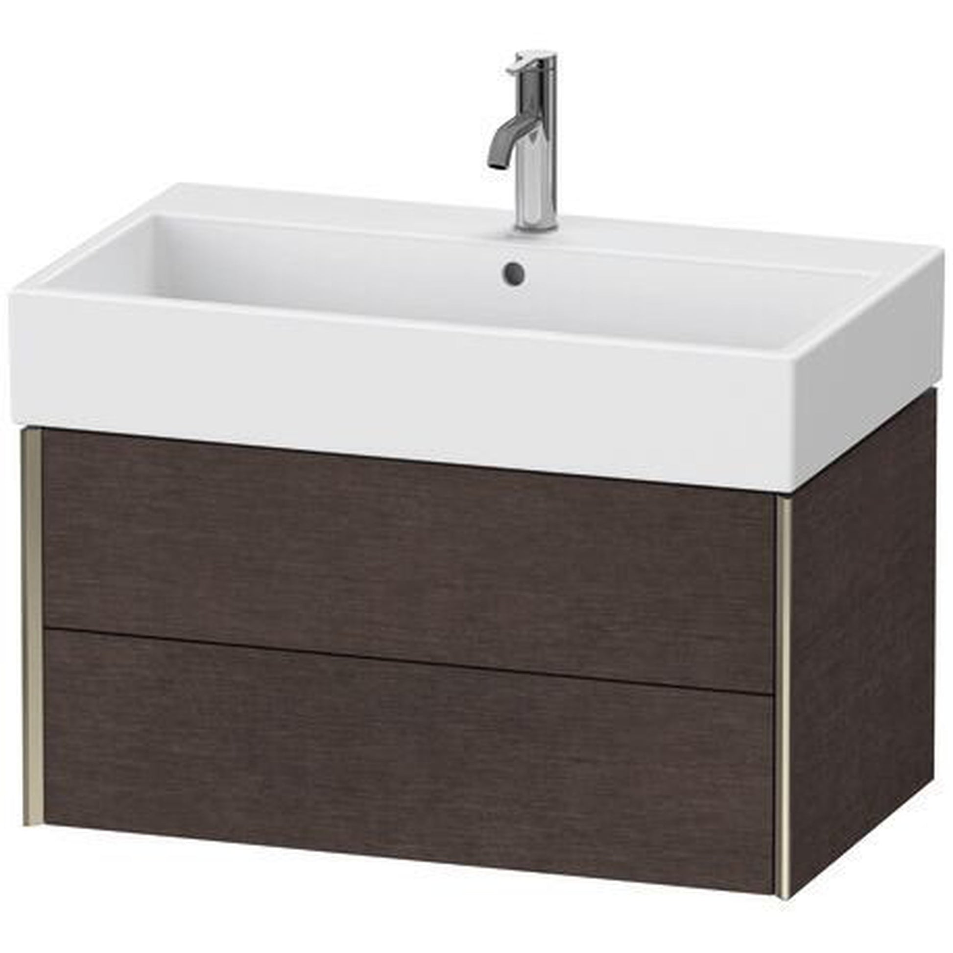 Duravit Xviu 31" x 16" x 18" Two Drawer Wall-Mount Vanity Unit, Brushed Dark Oak Real Wood Veneer (XV43360B172)