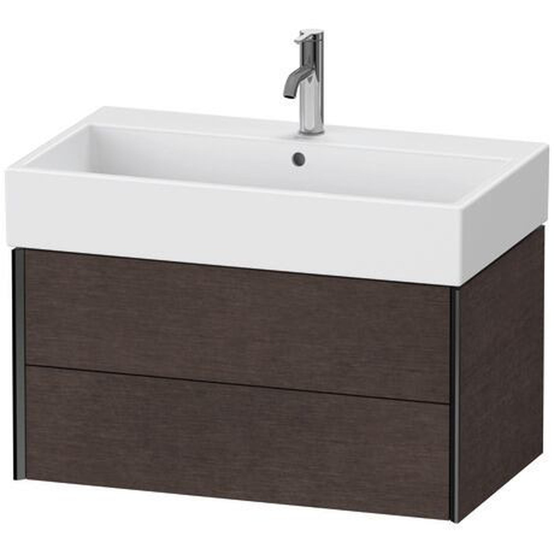 Duravit Xviu 31" x 16" x 18" Two Drawer Wall-Mount Vanity Unit, Brushed Dark Oak Real Wood Veneer (XV43360B272)