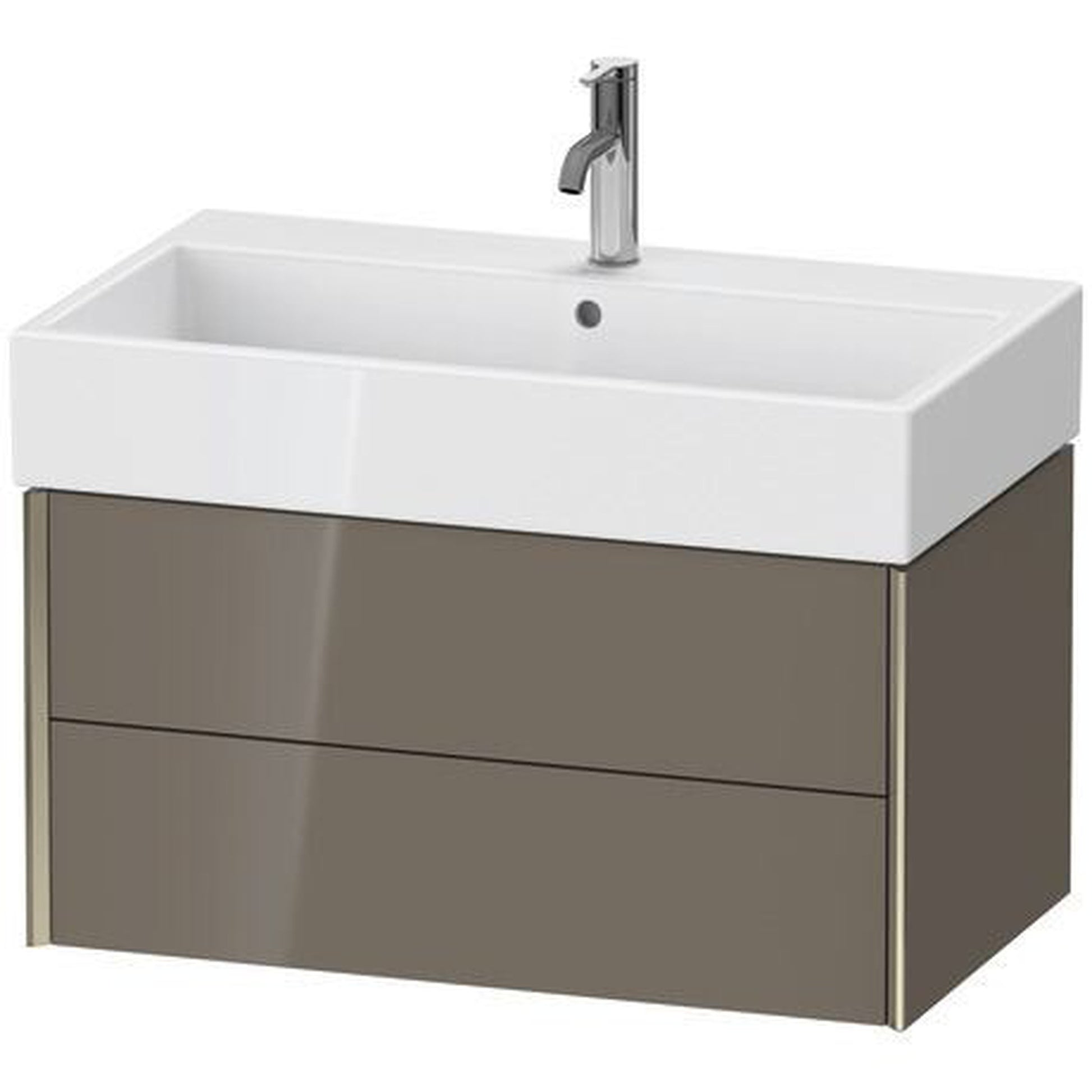 Duravit Xviu 31" x 16" x 18" Two Drawer Wall-Mount Vanity Unit, Flannel Grey High Gloss Lacquer (XV43360B189)