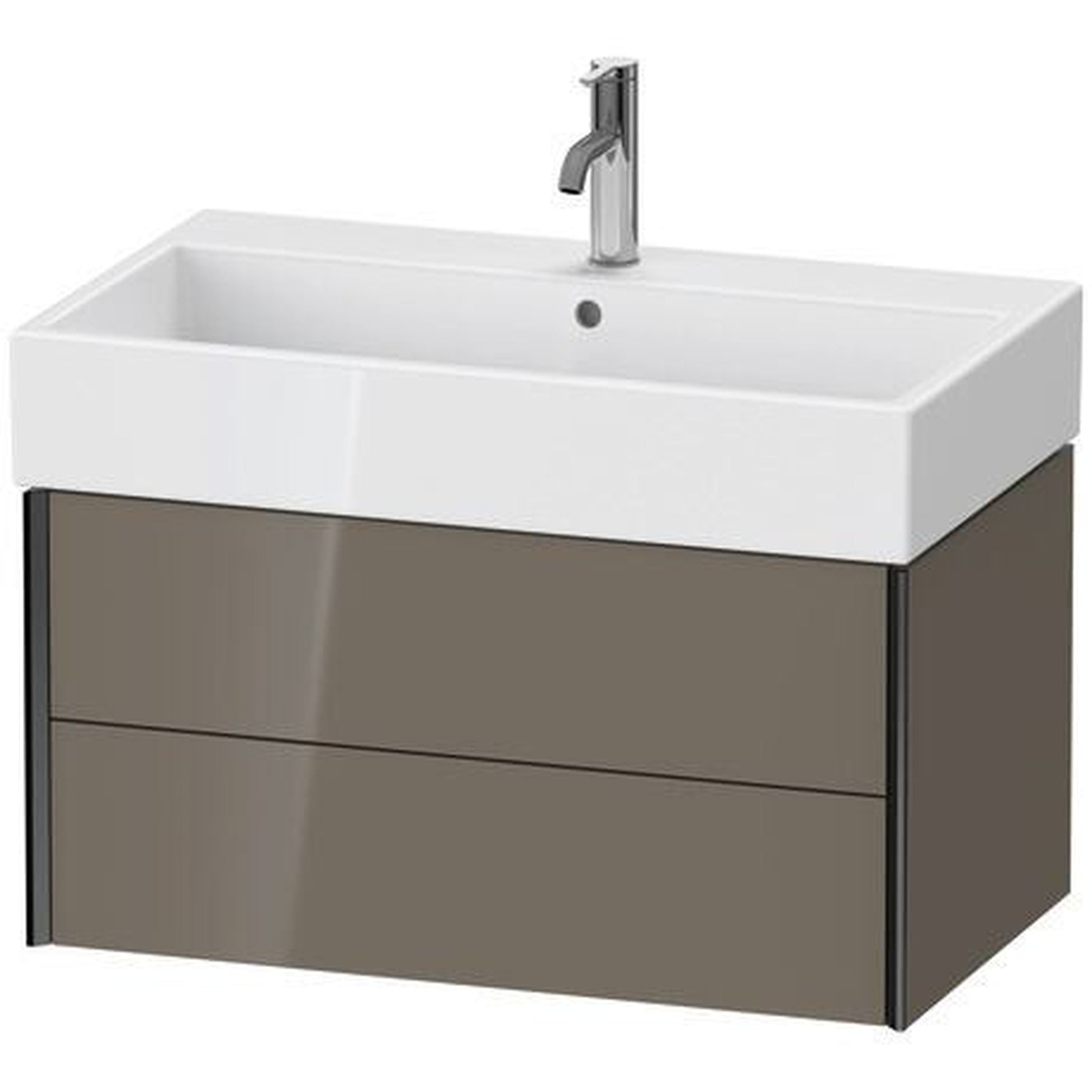 Duravit Xviu 31" x 16" x 18" Two Drawer Wall-Mount Vanity Unit, Flannel Grey High Gloss Lacquer (XV43360B289)