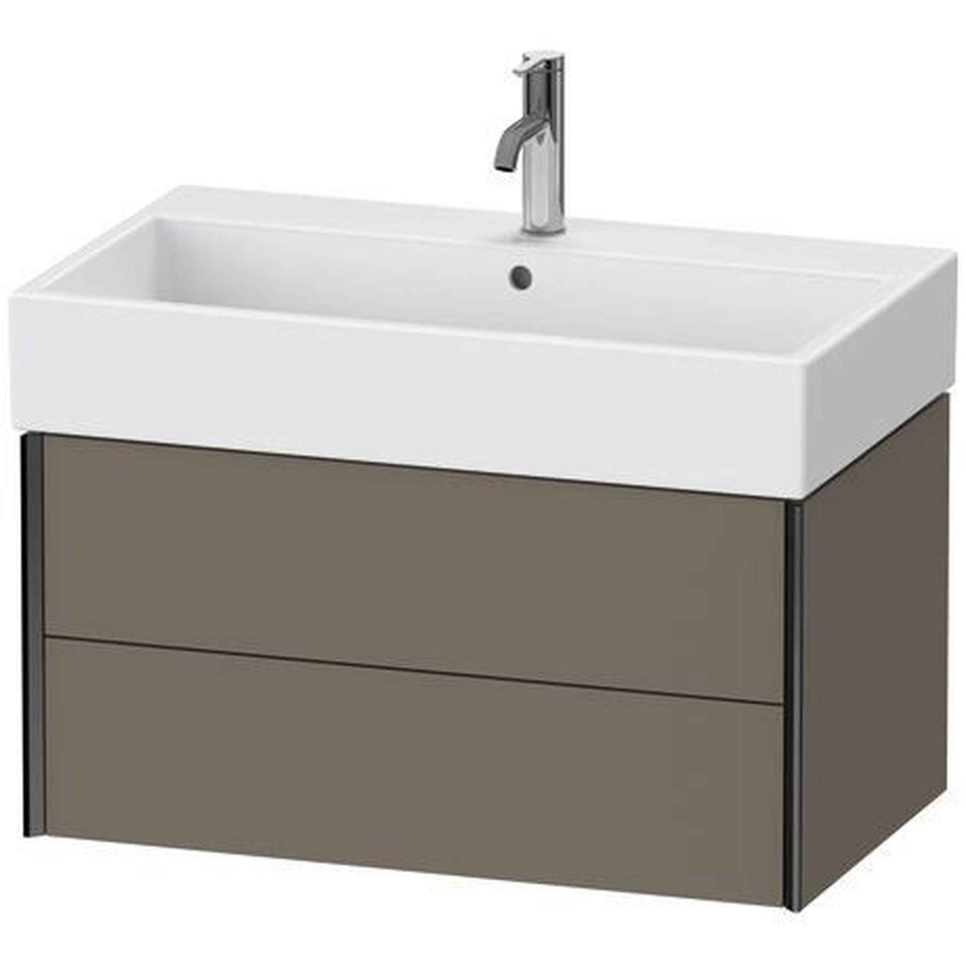 Duravit Xviu 31" x 16" x 18" Two Drawer Wall-Mount Vanity Unit, Flannel Grey Satin Matt Lacquer (XV43360B290)
