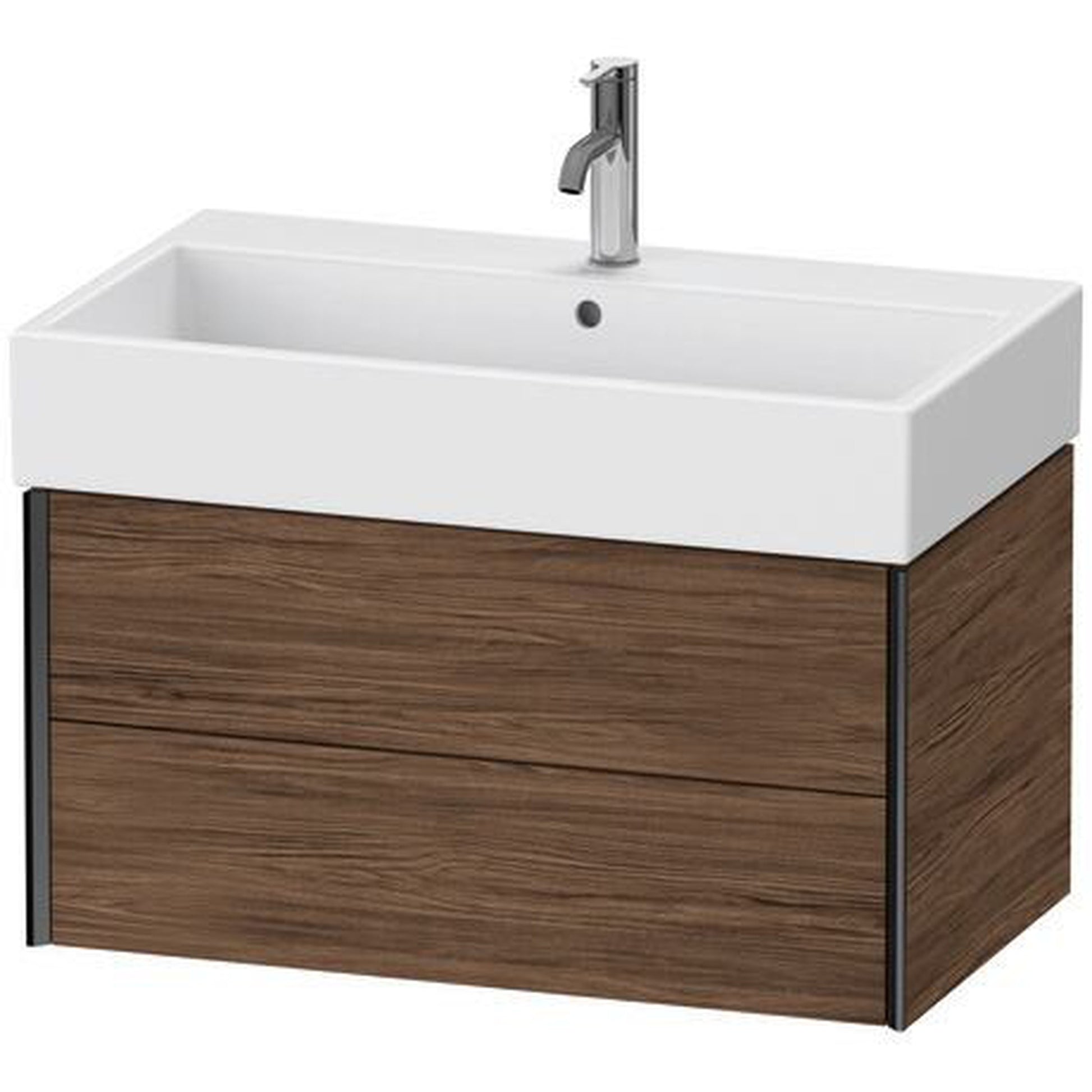 Duravit Xviu 31" x 16" x 18" Two Drawer Wall-Mount Vanity Unit, Walnut Dark (XV43360B221)