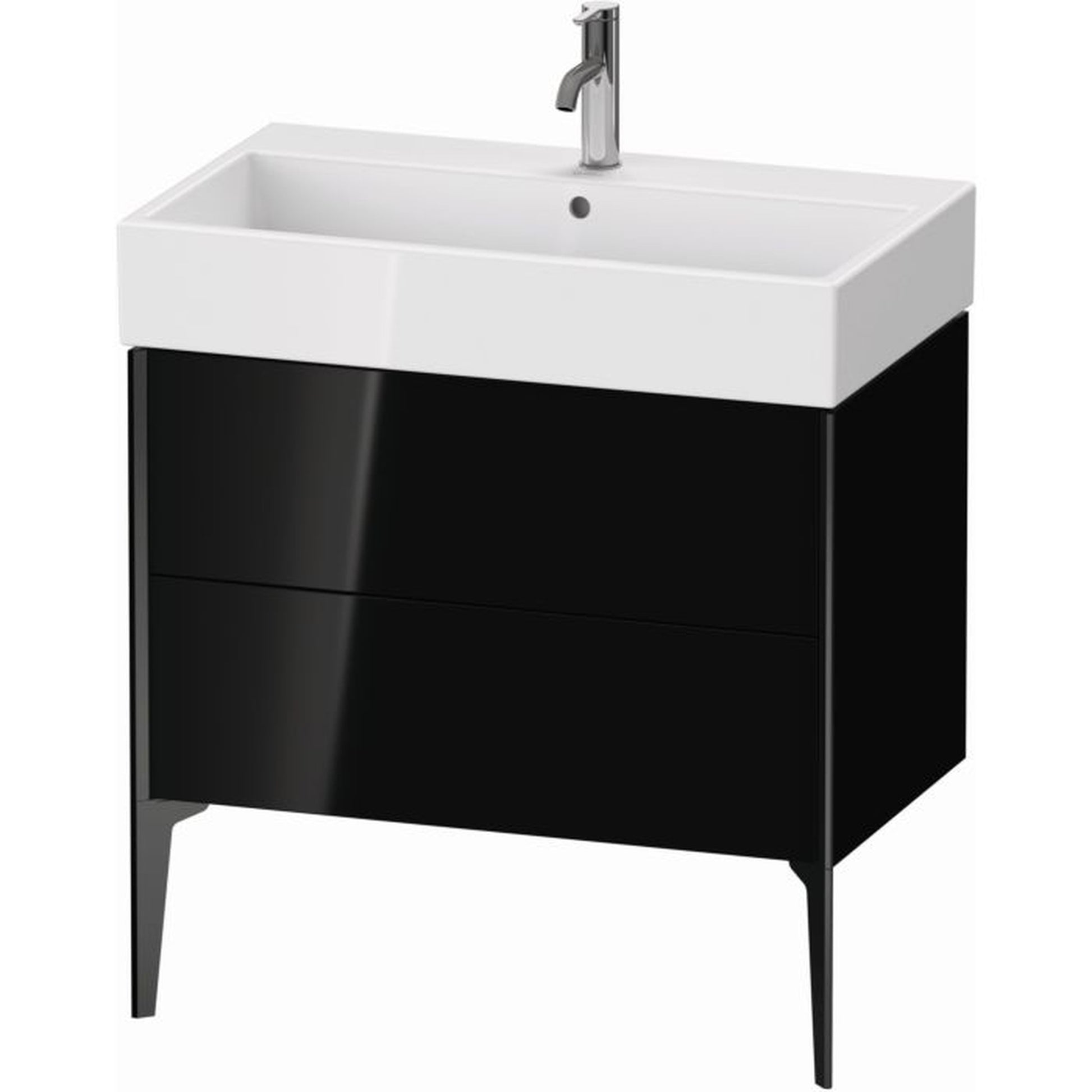 Duravit Xviu 31" x 19" x 18" Two Drawer Floorstanding Vanity Unit, Black High Gloss Lacquer (XV45360B240)