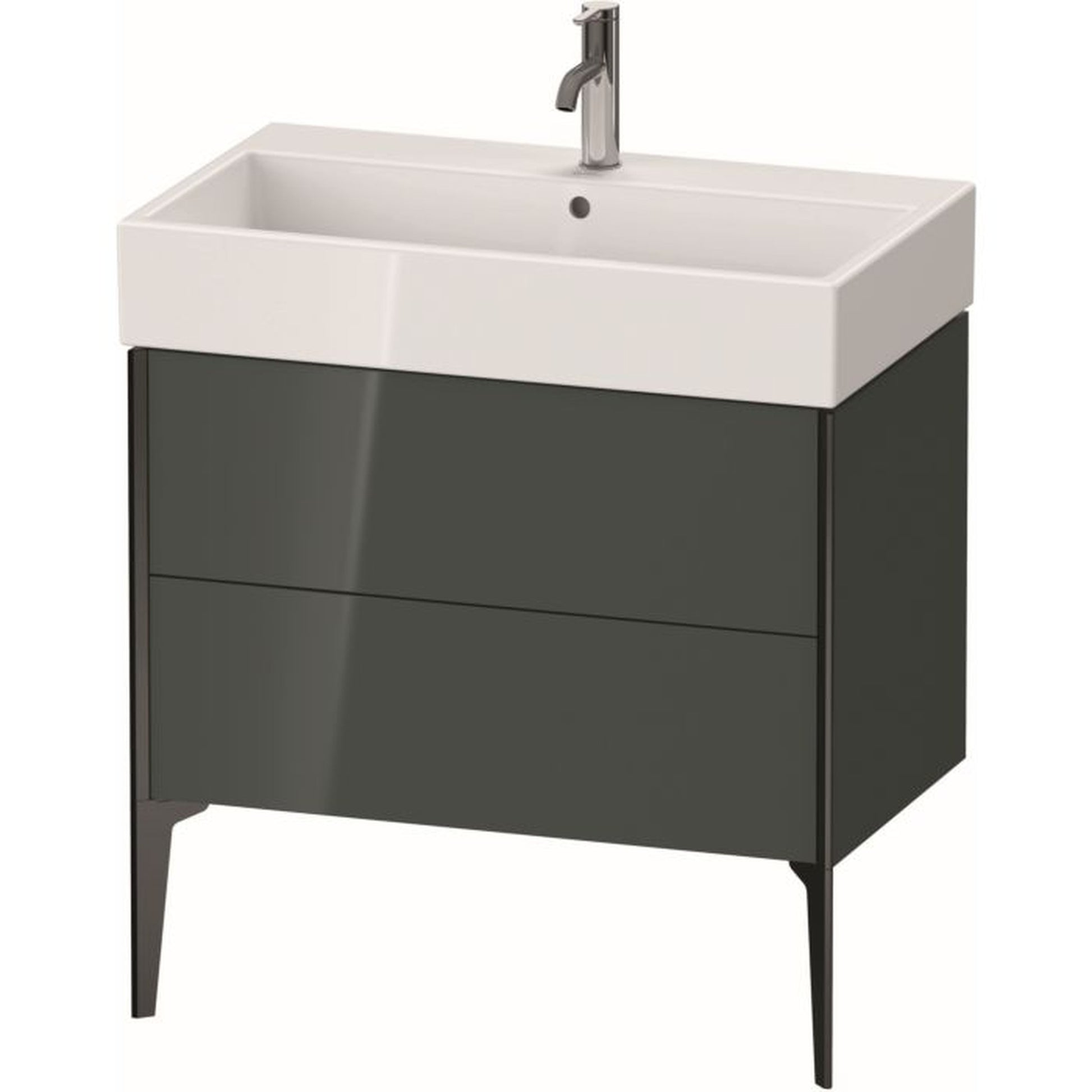 Duravit Xviu 31" x 19" x 18" Two Drawer Floorstanding Vanity Unit, Dolomiti Grey High Gloss Lacquer (XV45360B238)