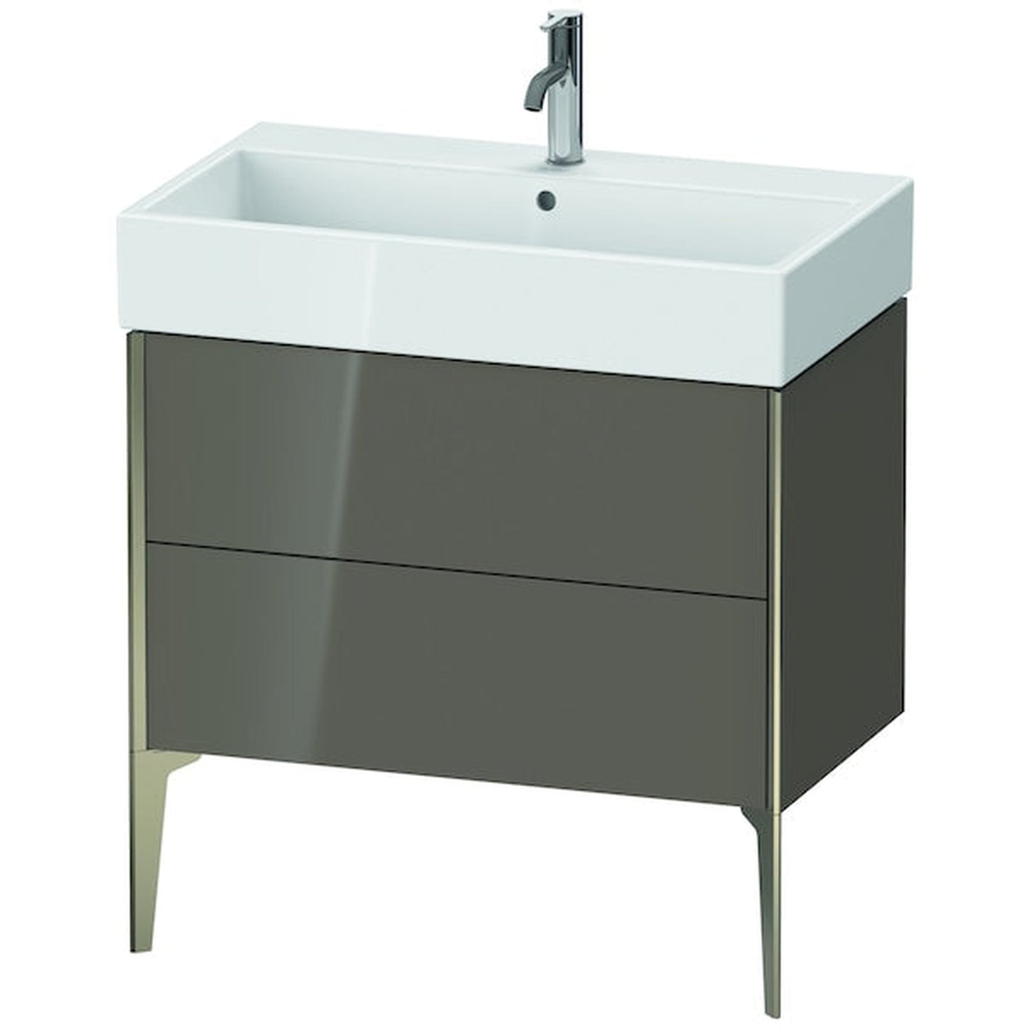 Duravit Xviu 31" x 19" x 18" Two Drawer Floorstanding Vanity Unit, Flannel Grey High Gloss Lacquer (XV45360B189)