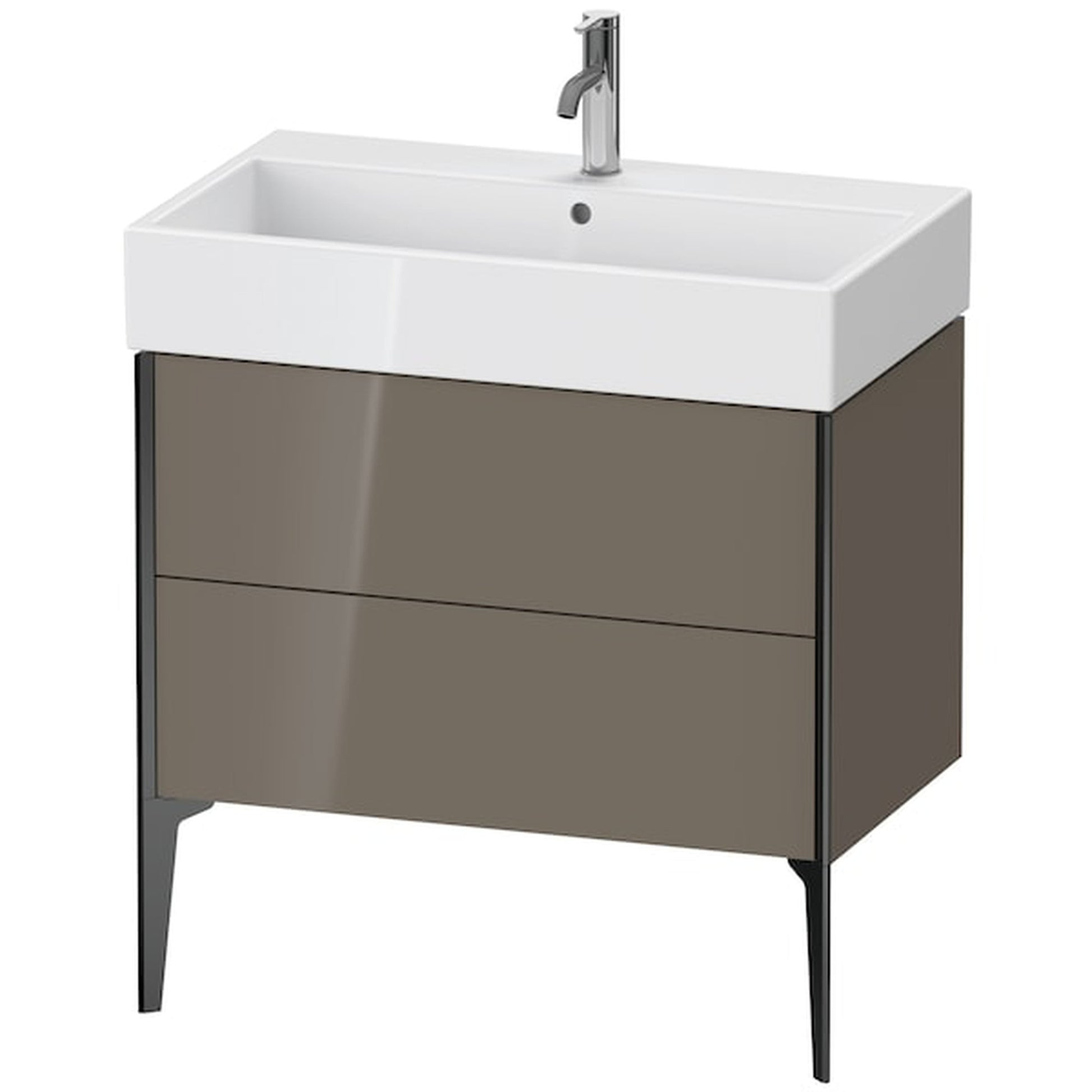 Duravit Xviu 31" x 19" x 18" Two Drawer Floorstanding Vanity Unit, Flannel Grey High Gloss Lacquer (XV45360B289)