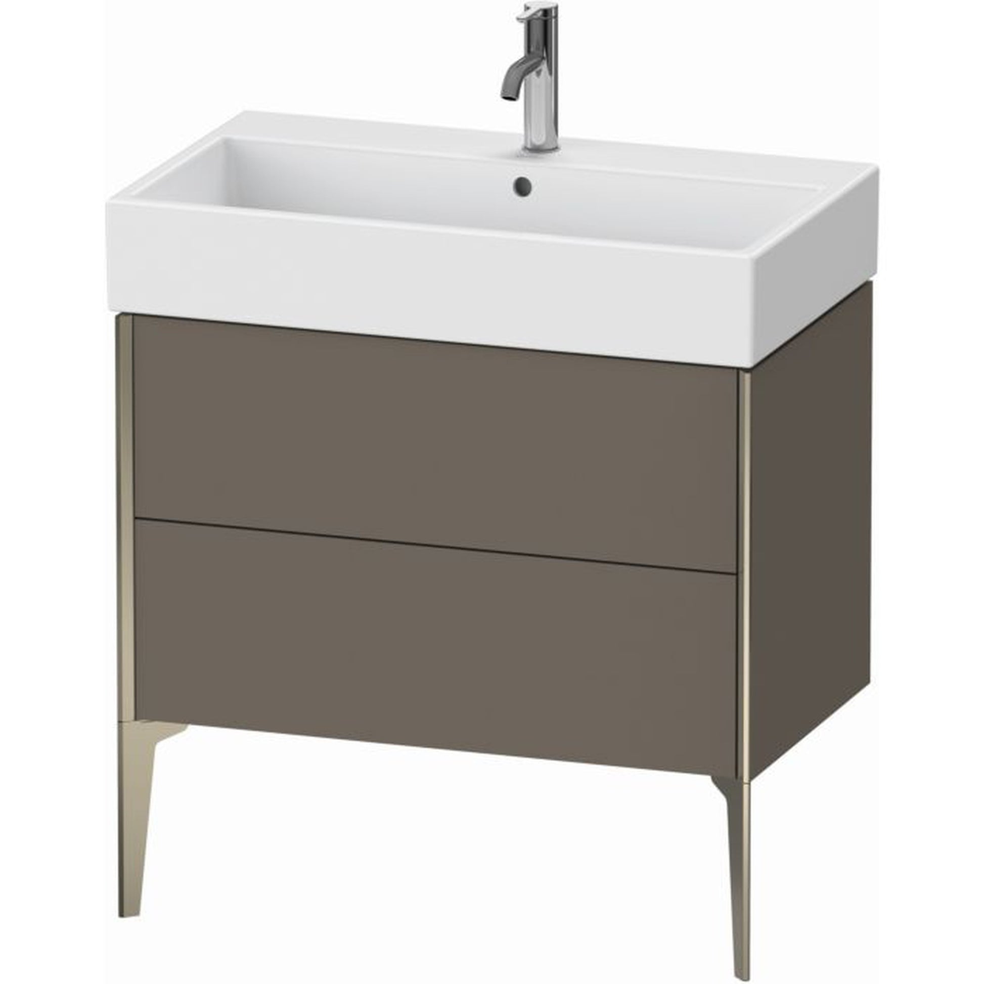 Duravit Xviu 31" x 19" x 18" Two Drawer Floorstanding Vanity Unit, Flannel Grey Satin Matt Lacquer (XV45360B190)