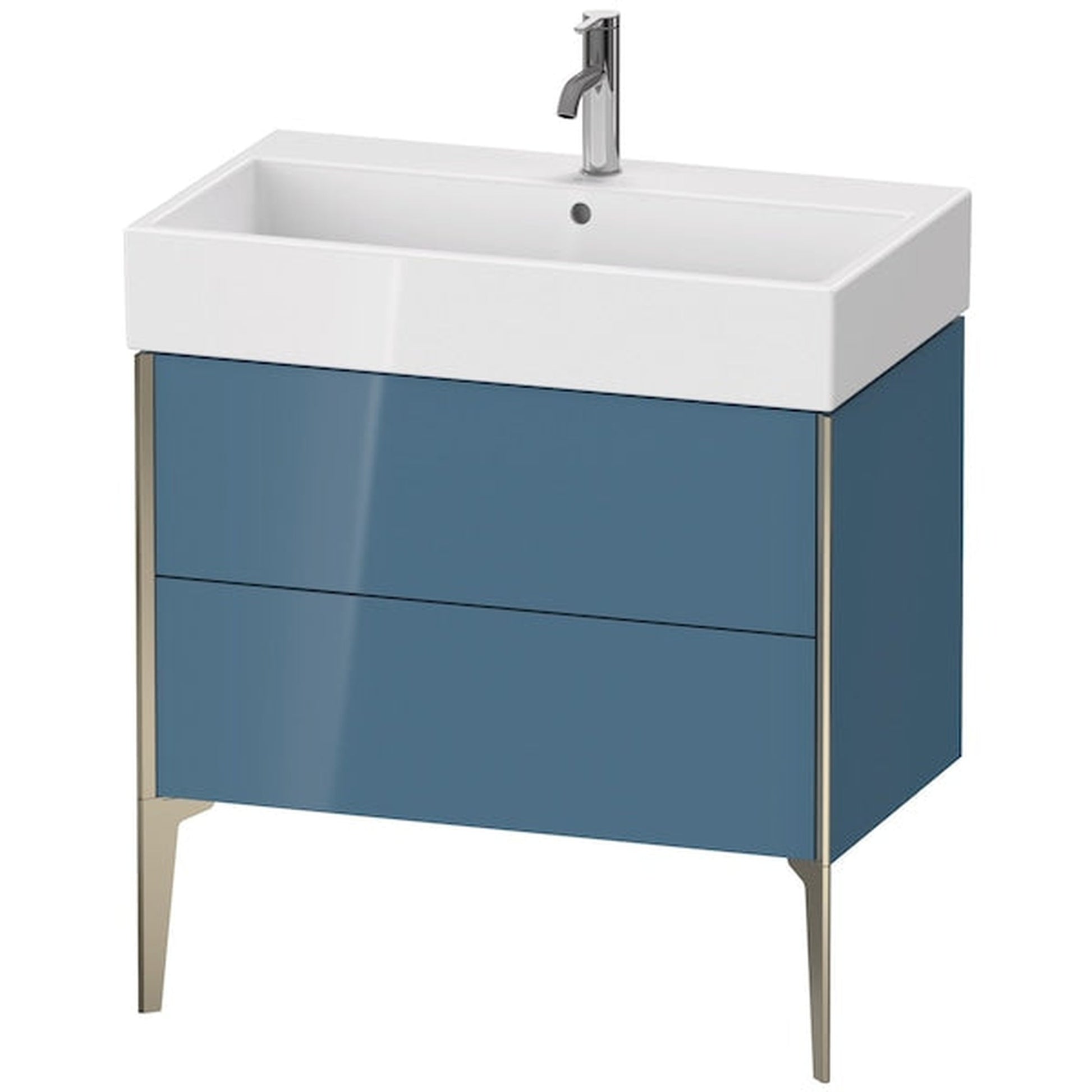 Duravit Xviu 31" x 19" x 18" Two Drawer Floorstanding Vanity Unit, Stone Blue High Gloss Lacquer (XV45360B147)