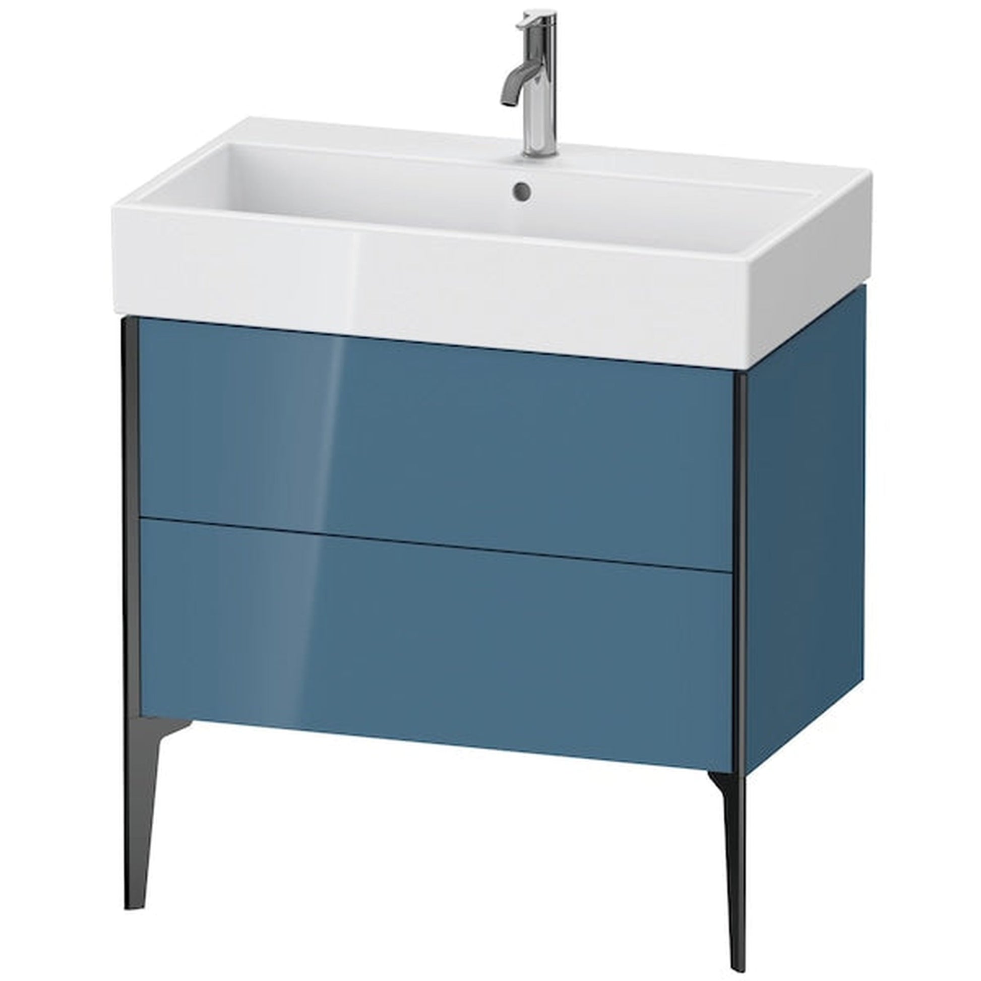 Duravit Xviu 31" x 19" x 18" Two Drawer Floorstanding Vanity Unit, Stone Blue High Gloss Lacquer (XV45360B247)