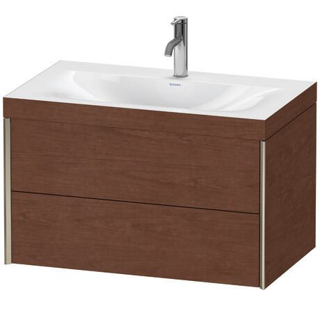 Duravit Xviu 31" x 20" x 19" Two Drawer C-Bonded Wall-Mount Vanity Kit With One Tap Hole, American Walnut (XV4615OB113C)
