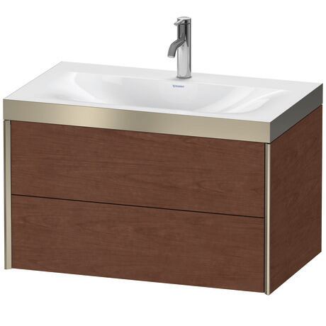 Duravit Xviu 31" x 20" x 19" Two Drawer C-Bonded Wall-Mount Vanity Kit With One Tap Hole, American Walnut (XV4615OB113P)