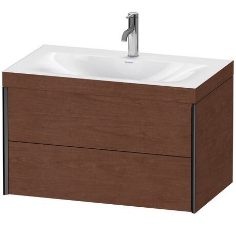 Duravit Xviu 31" x 20" x 19" Two Drawer C-Bonded Wall-Mount Vanity Kit With One Tap Hole, American Walnut (XV4615OB213C)