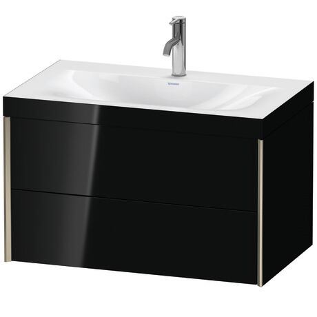 Duravit Xviu 31" x 20" x 19" Two Drawer C-Bonded Wall-Mount Vanity Kit With One Tap Hole, Black (XV4615OB140C)