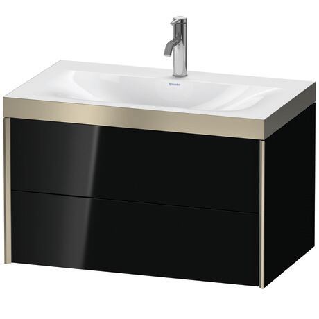Duravit Xviu 31" x 20" x 19" Two Drawer C-Bonded Wall-Mount Vanity Kit With One Tap Hole, Black (XV4615OB140P)
