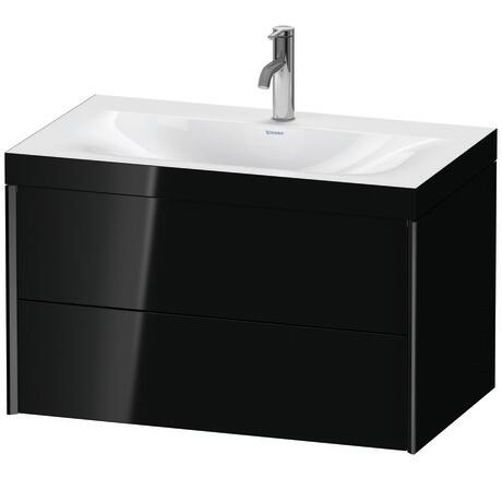 Duravit Xviu 31" x 20" x 19" Two Drawer C-Bonded Wall-Mount Vanity Kit With One Tap Hole, Black (XV4615OB240C)
