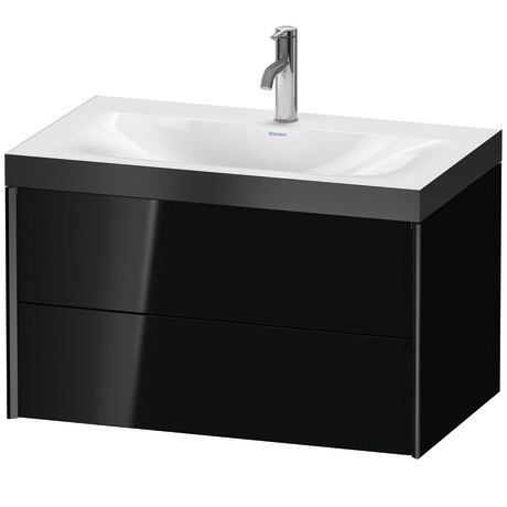 Duravit Xviu 31" x 20" x 19" Two Drawer C-Bonded Wall-Mount Vanity Kit With One Tap Hole, Black (XV4615OB240P)