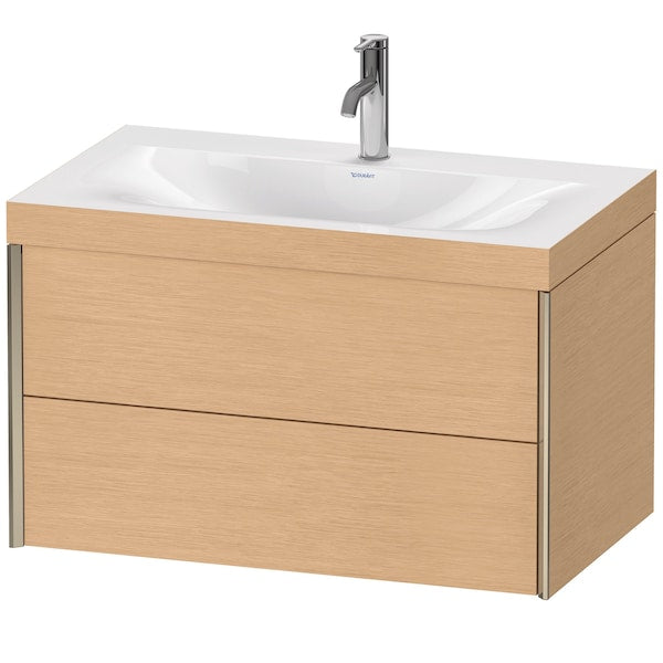 Duravit Xviu 31" x 20" x 19" Two Drawer C-Bonded Wall-Mount Vanity Kit With One Tap Hole, Brushed Oak (XV4615OB112C)