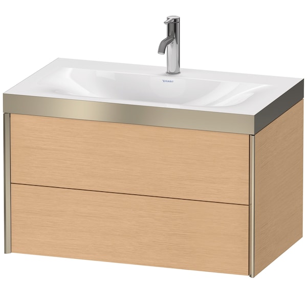 Duravit Xviu 31" x 20" x 19" Two Drawer C-Bonded Wall-Mount Vanity Kit With One Tap Hole, Brushed Oak (XV4615OB112P)