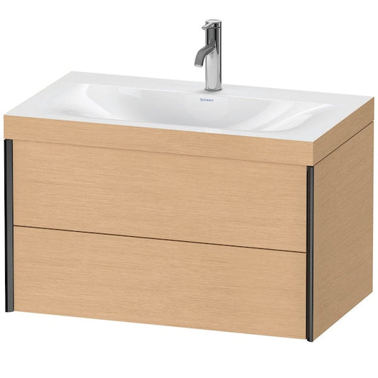 Duravit Xviu 31" x 20" x 19" Two Drawer C-Bonded Wall-Mount Vanity Kit With One Tap Hole, Brushed Oak (XV4615OB212C)