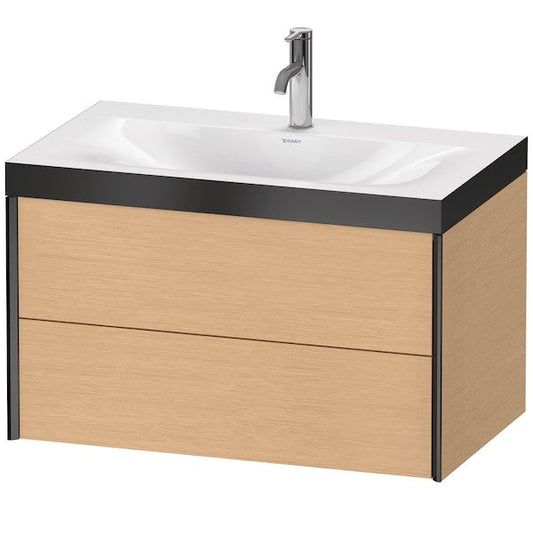Duravit Xviu 31" x 20" x 19" Two Drawer C-Bonded Wall-Mount Vanity Kit With One Tap Hole, Brushed Oak (XV4615OB212P)