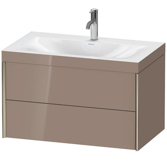 Duravit Xviu 31" x 20" x 19" Two Drawer C-Bonded Wall-Mount Vanity Kit With One Tap Hole, Cappuccino (XV4615OB186C)