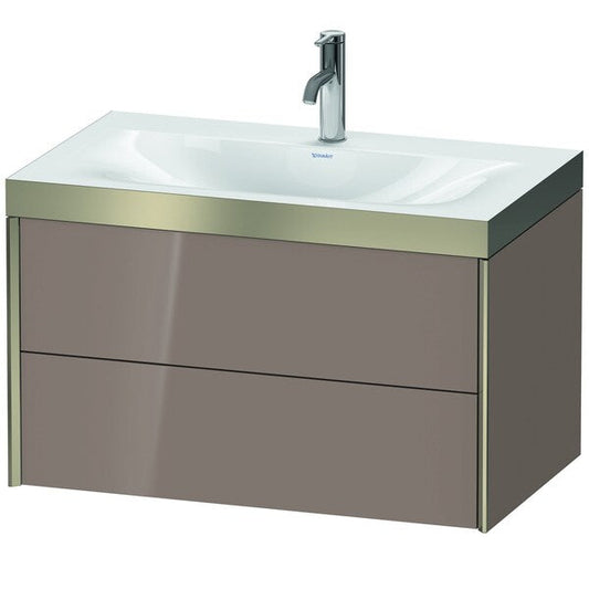 Duravit Xviu 31" x 20" x 19" Two Drawer C-Bonded Wall-Mount Vanity Kit With One Tap Hole, Cappuccino (XV4615OB186P)