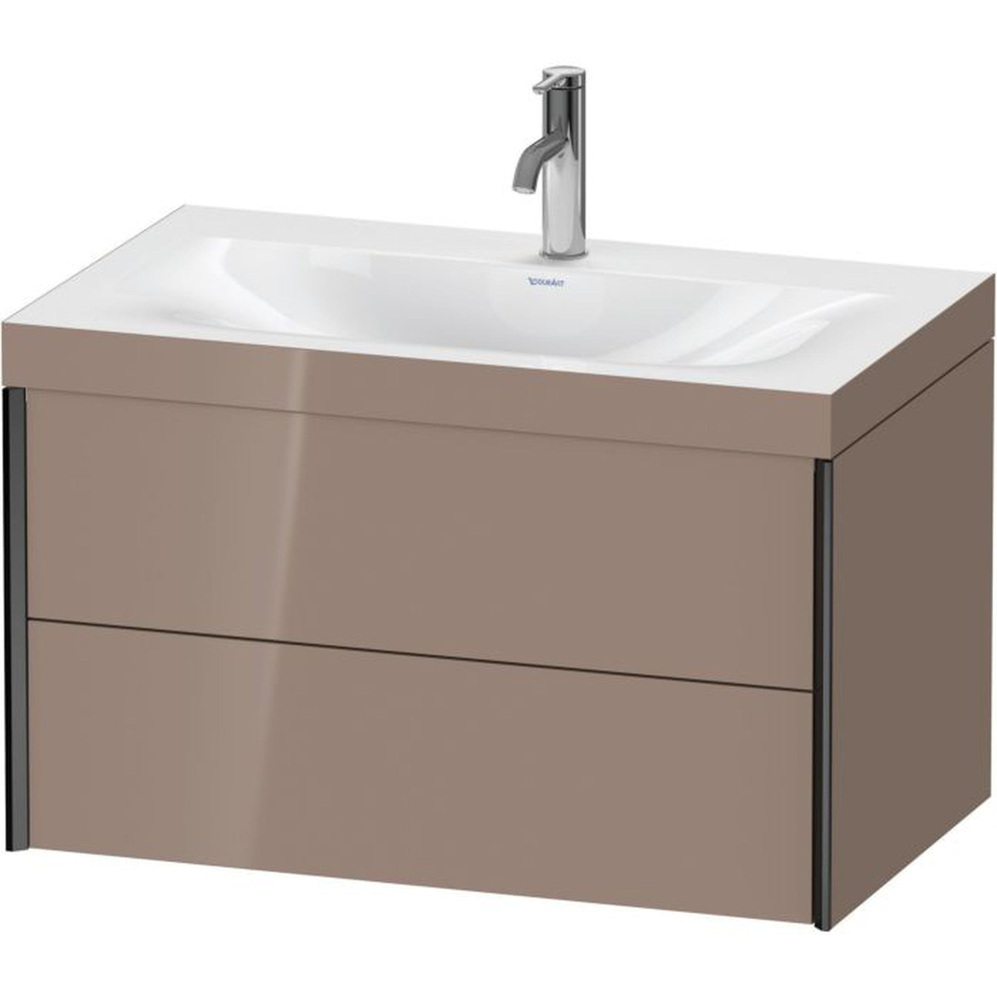 Duravit Xviu 31" x 20" x 19" Two Drawer C-Bonded Wall-Mount Vanity Kit With One Tap Hole, Cappuccino (XV4615OB286C)